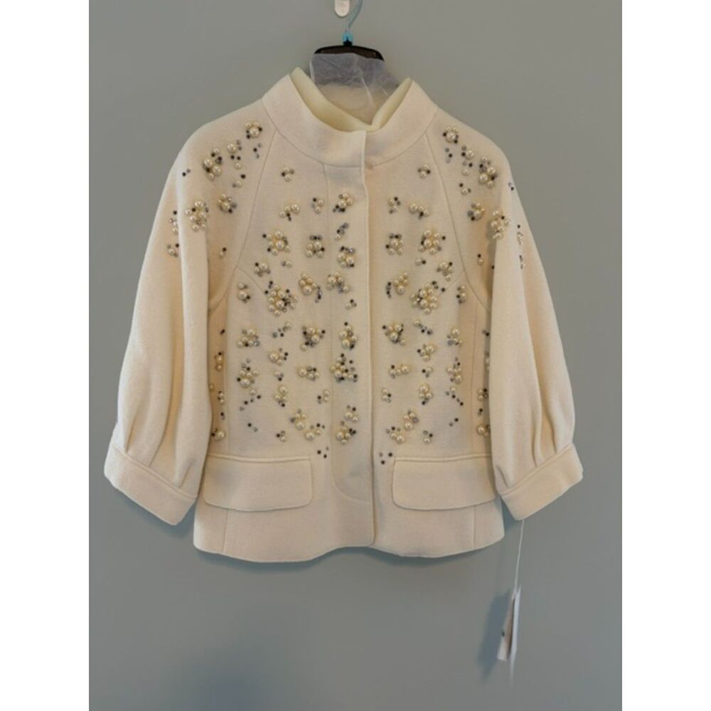 NWT Per Se Pearl 100% Wool Vintage Inspired Womens Jacket Snow White Size 8